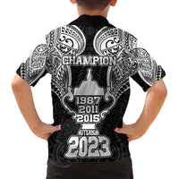 New Zealand Rugby Family Matching Tank Maxi Dress and Hawaiian Shirt Aotearoa Champion Cup History with Haka Dance LT03 - Polynesian Pride