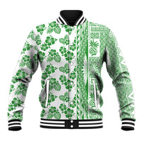 Hawaii Baseball Jacket Aloha Tropical Plants Tribal Pattern Green Version LT03 Unisex Green - Polynesian Pride