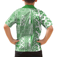Hawaii Kid Hawaiian Shirt Aloha Tropical Plants Tribal Pattern Green Version LT03 - Polynesian Pride