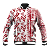Hawaii Baseball Jacket Aloha Tropical Plants Tribal Pattern Red Version LT03 Unisex Red - Polynesian Pride