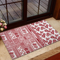 Hawaii Rubber Doormat Aloha Tropical Plants Tribal Pattern Red Version LT03 - Polynesian Pride