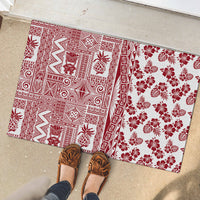 Hawaii Rubber Doormat Aloha Tropical Plants Tribal Pattern Red Version LT03 - Polynesian Pride