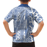 Hawaii Kid Hawaiian Shirt Aloha Tropical Plants Tribal Pattern Blue Version LT03 - Polynesian Pride
