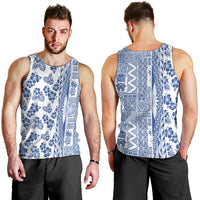 Hawaii Men Tank Top Aloha Tropical Plants Tribal Pattern Blue Version LT03 - Polynesian Pride