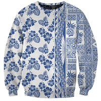 Hawaii Sweatshirt Aloha Tropical Plants Tribal Pattern Blue Version LT03 Unisex Blue - Polynesian Pride
