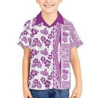 Hawaii Kid Hawaiian Shirt Aloha Tropical Plants Tribal Pattern Pink Version LT03 Kid Pink - Polynesian Pride