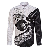 Personalised Aotearoa Lawn Bowls Family Matching Off Shoulder Maxi Dress and Hawaiian Shirt Maori and Silver Fern Half Style - Polynesian Pride