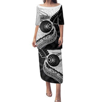 Personalised Aotearoa Lawn Bowls Family Matching Puletasi and Hawaiian Shirt Maori and Silver Fern Half Style - Polynesian Pride