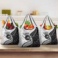 Personalised Aotearoa Lawn Bowls Grocery Bag Maori and Silver Fern Half Style - Polynesian Pride