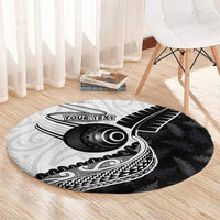 Personalised Aotearoa Lawn Bowls Round Carpet Maori and Silver Fern Half Style - Polynesian Pride