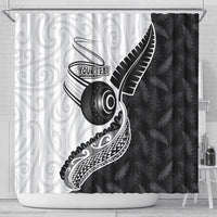 Personalised Aotearoa Lawn Bowls Shower Curtain Maori and Silver Fern Half Style - Polynesian Pride