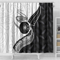 Personalised Aotearoa Lawn Bowls Shower Curtain Maori and Silver Fern Half Style - Polynesian Pride