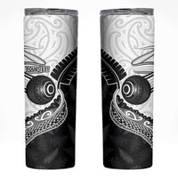 Personalised Aotearoa Lawn Bowls Skinny Tumbler Maori and Silver Fern Half Style - Polynesian Pride