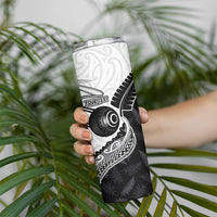 Personalised Aotearoa Lawn Bowls Skinny Tumbler Maori and Silver Fern Half Style - Polynesian Pride