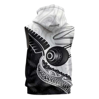 Personalised Aotearoa Lawn Bowls Sleeveless Zip Hoodie Maori and Silver Fern Half Style - Polynesian Pride