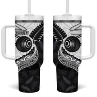 Personalised Aotearoa Lawn Bowls Tumbler With Handle Maori and Silver Fern Half Style - Polynesian Pride