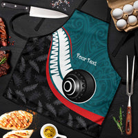 Personalised Aotearoa Lawn Bowls Apron Maori and Silver Fern Sporty Style Teal Color - Polynesian Pride