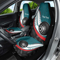 Personalised Aotearoa Lawn Bowls Car Seat Cover Maori and Silver Fern Sporty Style Teal Color - Polynesian Pride