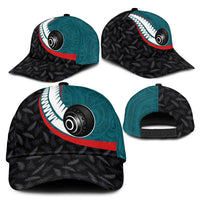Aotearoa Lawn Bowls Classic Cap Maori and Silver Fern Sporty Style Teal Color - Polynesian Pride