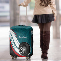 Personalised Aotearoa Lawn Bowls Luggage Cover Maori and Silver Fern Sporty Style Teal Color - Polynesian Pride