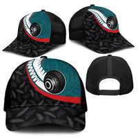 Aotearoa Lawn Bowls Mesh Trucker Cap Maori and Silver Fern Sporty Style Teal Color - Polynesian Pride