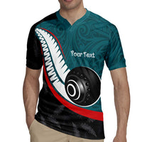 Personalised Aotearoa Lawn Bowls Rugby Jersey Maori and Silver Fern Sporty Style Teal Color - Polynesian Pride
