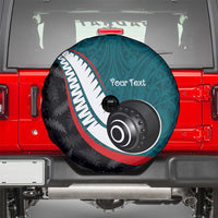Personalised Aotearoa Lawn Bowls Spare Tire Cover Maori and Silver Fern Sporty Style Teal Color - Polynesian Pride