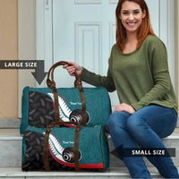 Personalised Aotearoa Lawn Bowls Travel Bag Maori and Silver Fern Sporty Style Teal Color - Polynesian Pride