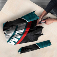 Personalised Aotearoa Lawn Bowls Umbrella Maori and Silver Fern Sporty Style Teal Color - Polynesian Pride