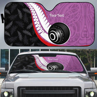 Personalised Aotearoa Lawn Bowls Auto Sun Shade Maori and Silver Fern Sporty Style Pink Color - Polynesian Pride