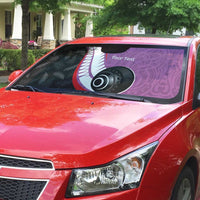 Personalised Aotearoa Lawn Bowls Auto Sun Shade Maori and Silver Fern Sporty Style Pink Color - Polynesian Pride