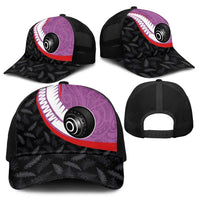 Aotearoa Lawn Bowls Baseball Net Cap Maori and Silver Fern Sporty Style Pink Color - Polynesian Pride