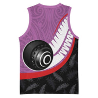 Personalised Aotearoa Lawn Bowls Basketball Jersey Maori and Silver Fern Sporty Style Pink Color - Polynesian Pride