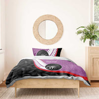 Personalised Aotearoa Lawn Bowls Bedding Set Maori and Silver Fern Sporty Style Pink Color - Polynesian Pride