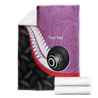 Personalised Aotearoa Lawn Bowls Blanket Maori and Silver Fern Sporty Style Pink Color - Polynesian Pride