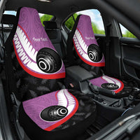 Personalised Aotearoa Lawn Bowls Car Seat Cover Maori and Silver Fern Sporty Style Pink Color - Polynesian Pride