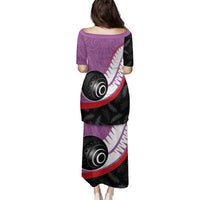 Personalised Aotearoa Lawn Bowls Family Matching Puletasi and Hawaiian Shirt Maori and Silver Fern Sporty Style Pink Color - Polynesian Pride