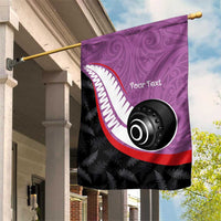 Personalised Aotearoa Lawn Bowls Garden Flag Maori and Silver Fern Sporty Style Pink Color - Polynesian Pride