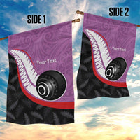 Personalised Aotearoa Lawn Bowls Garden Flag Maori and Silver Fern Sporty Style Pink Color - Polynesian Pride