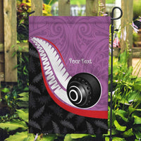 Personalised Aotearoa Lawn Bowls Garden Flag Maori and Silver Fern Sporty Style Pink Color - Polynesian Pride