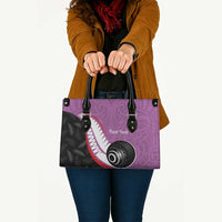 Personalised Aotearoa Lawn Bowls Leather Bag Maori and Silver Fern Sporty Style Pink Color - Polynesian Pride