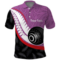 Personalised Aotearoa Lawn Bowls Polo Shirt Maori and Silver Fern Sporty Style Pink Color - Polynesian Pride