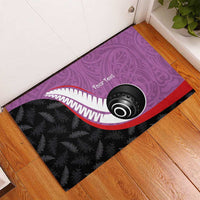 Personalised Aotearoa Lawn Bowls Rubber Doormat Maori and Silver Fern Sporty Style Pink Color - Polynesian Pride