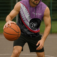 Personalised Aotearoa Lawn Bowls Sleeveless Hoodie Maori and Silver Fern Sporty Style Pink Color - Polynesian Pride