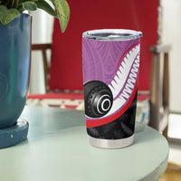 Personalised Aotearoa Lawn Bowls Tumbler Cup Maori and Silver Fern Sporty Style Pink Color - Polynesian Pride