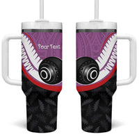 Personalised Aotearoa Lawn Bowls Tumbler With Handle Maori and Silver Fern Sporty Style Pink Color - Polynesian Pride