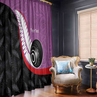 Personalised Aotearoa Lawn Bowls Window Curtain Maori and Silver Fern Sporty Style Pink Color - Polynesian Pride