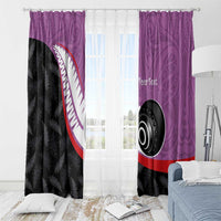 Personalised Aotearoa Lawn Bowls Window Curtain Maori and Silver Fern Sporty Style Pink Color - Polynesian Pride