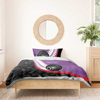 Personalised Aotearoa Lawn Bowls Bedding Set Maori and Silver Fern Sporty Style Purple Color - Polynesian Pride