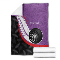Personalised Aotearoa Lawn Bowls Blanket Maori and Silver Fern Sporty Style Purple Color - Polynesian Pride